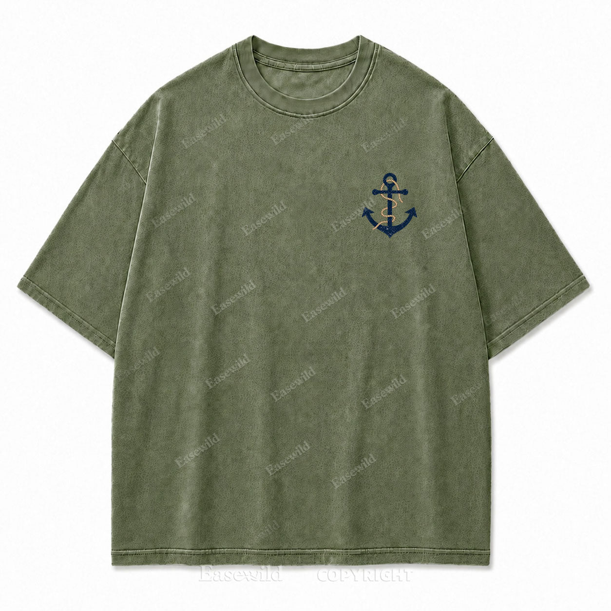 Hold Fast Stay True Nautical Anchor Washed Graphic Tee