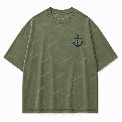 Hold Fast Stay True Nautical Anchor Washed Graphic Tee