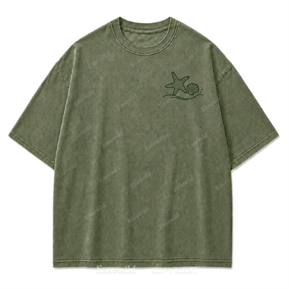 Ocean Breeze Ride The Flow Graphic Washed T-Shirt