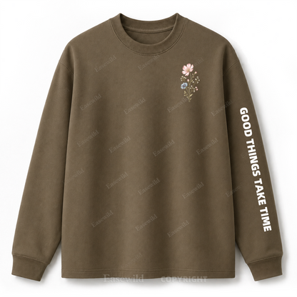 Langarmshirt mit „Keep Growing Wildflower Graphic“-Aufdruck