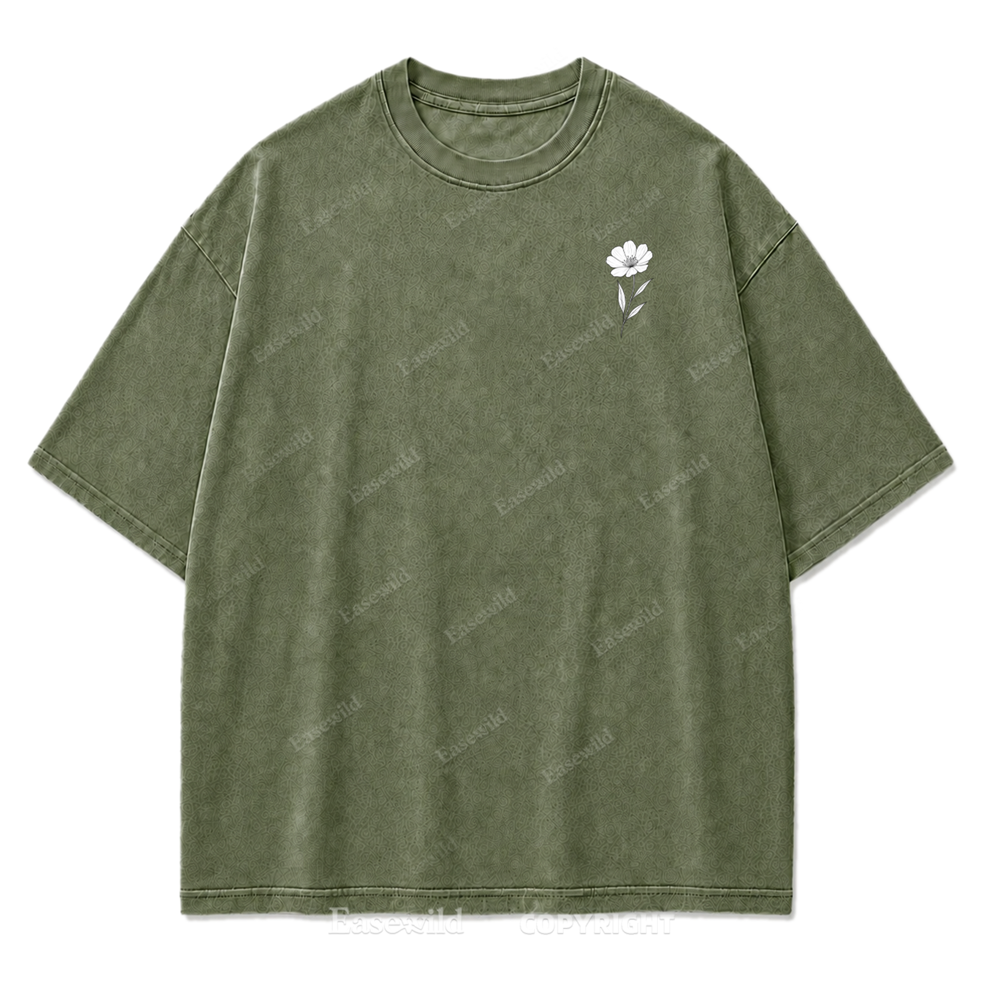 Wild Flower Line Art Washed Print Tee