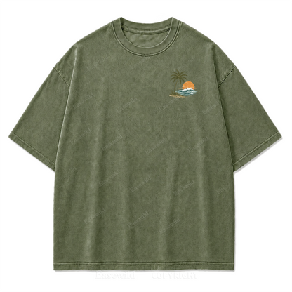 Salzige Luft und ruhige Tage Washed Print T-Shirt