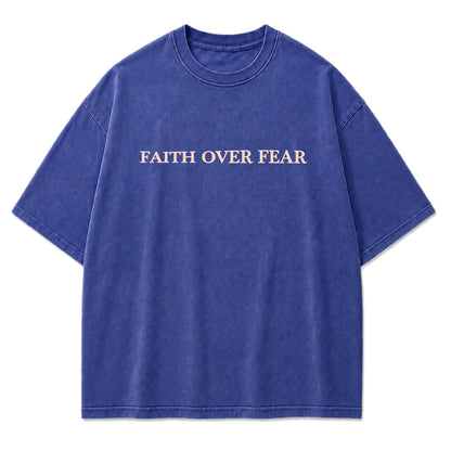 Faith Over Fear Oversized Christian Graphic Tee