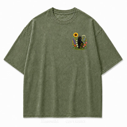 Wild Garden Black Cat Print Tee