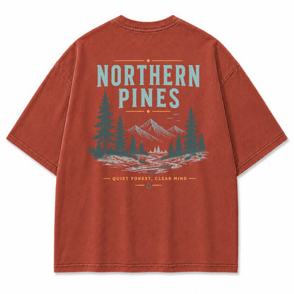 Northern Pines Forest Stream Graphic T-Shirt