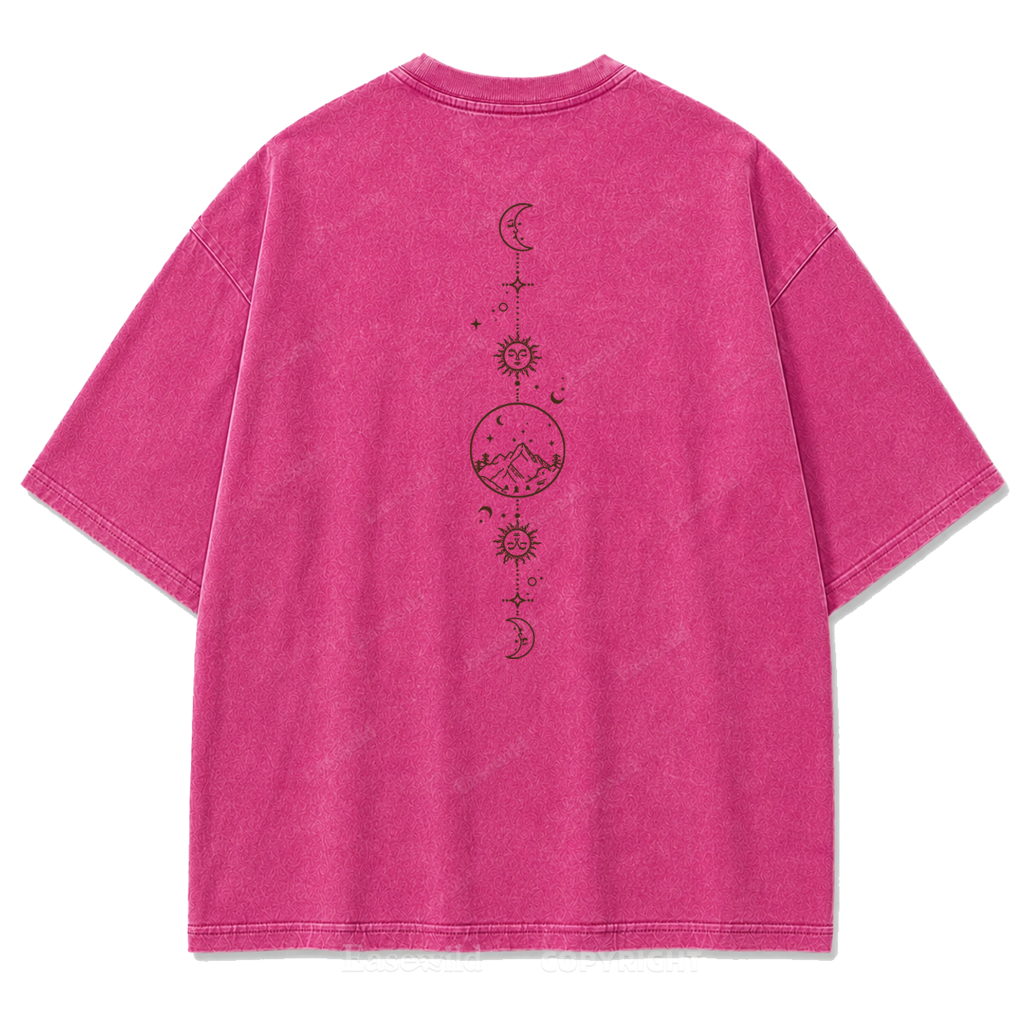 Celestial Balance Mountain Moon Washed Print Tee