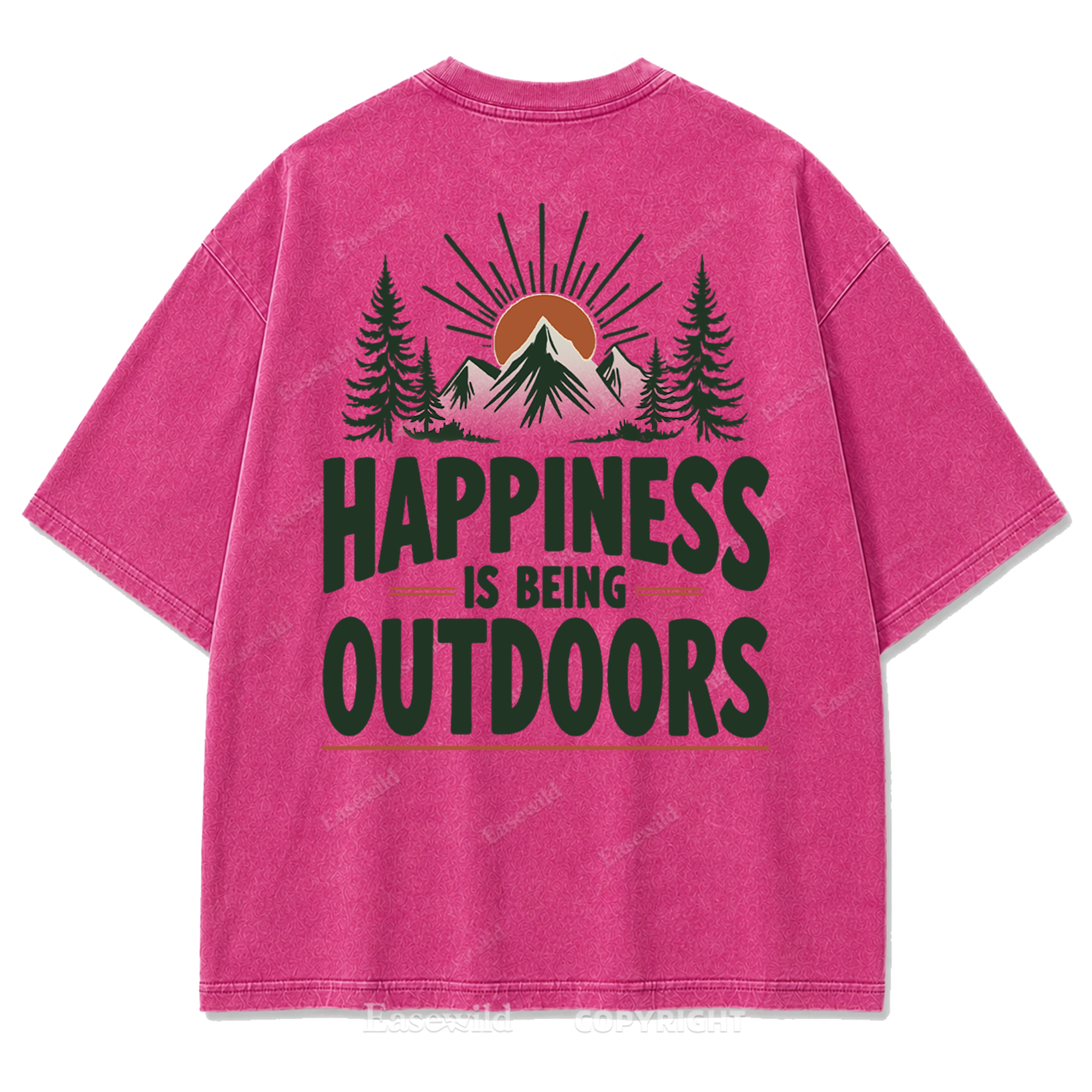 Happiness Lives Outside Washed Print Tee