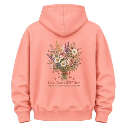 Love Grows Wild Here Vintage Floral Graphic Hoodie