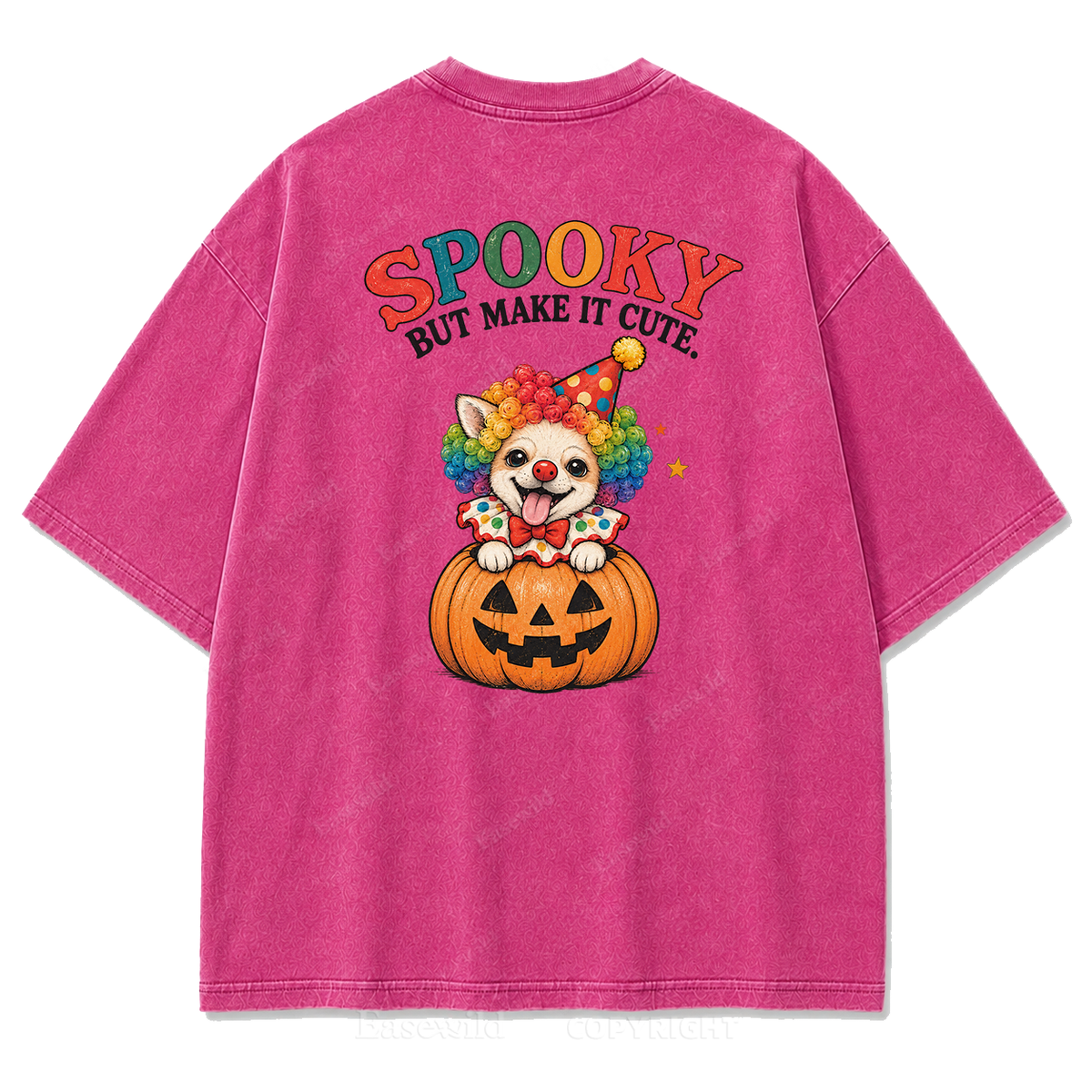 Spooky But Make It Cute Chihuahua Clown Washed Graphic T-Shirt