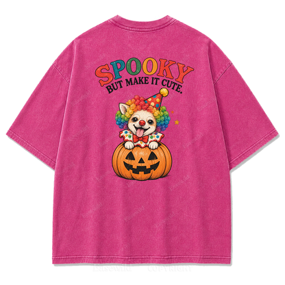 Spooky But Make It Cute Chihuahua Clown Washed Graphic T-Shirt