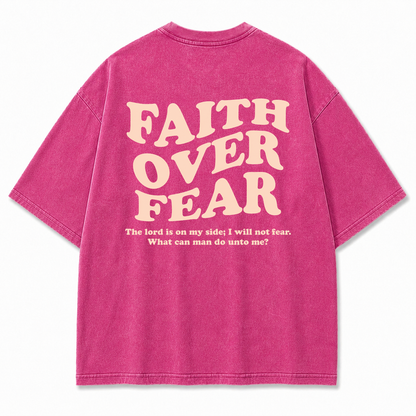 Faith Over Fear Oversized Christian Graphic Tee