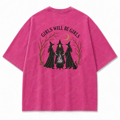 Girls Will Be Girls Halloween Washed Graphic Tee