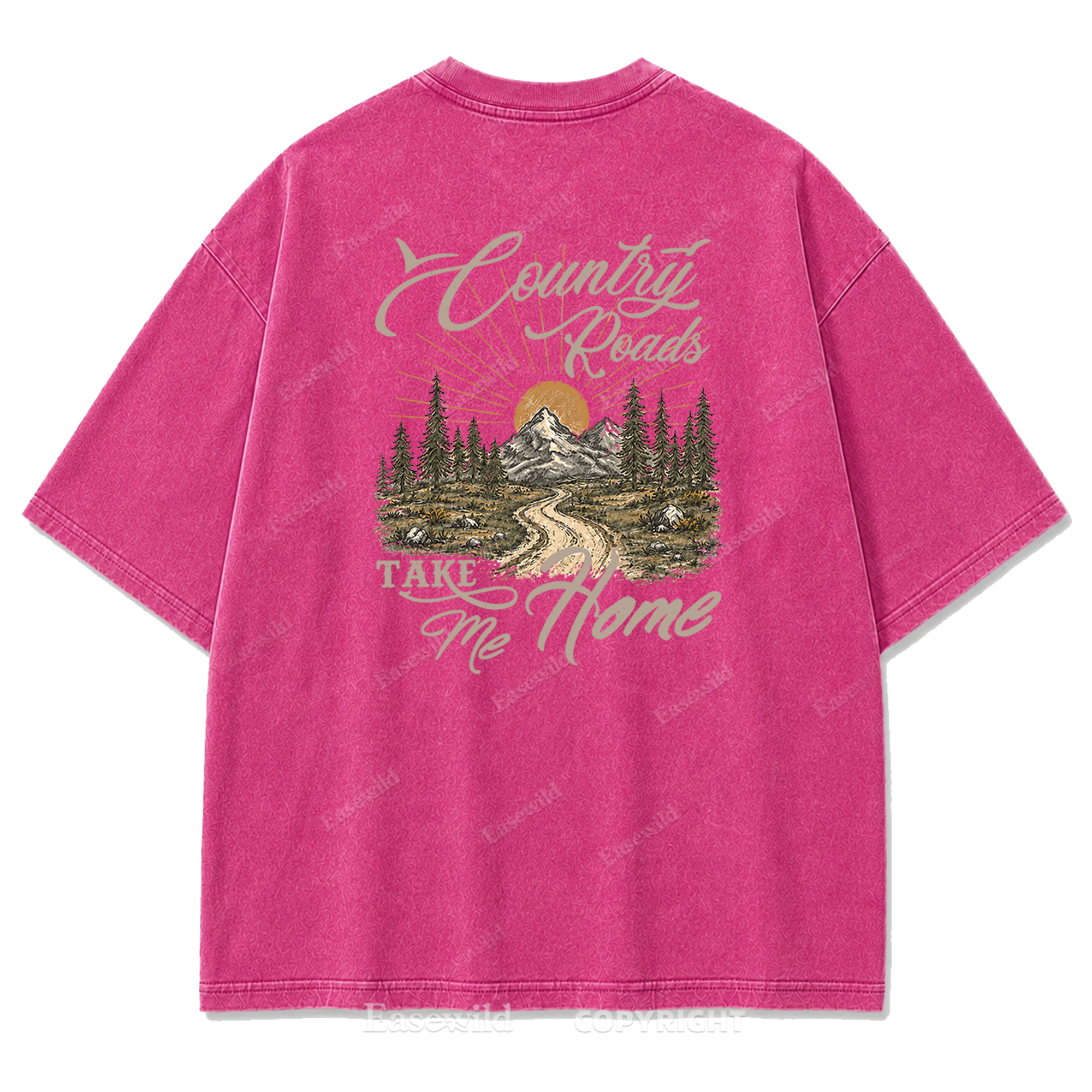 Country Roads Take Me Home T-Shirt mit Washed Print