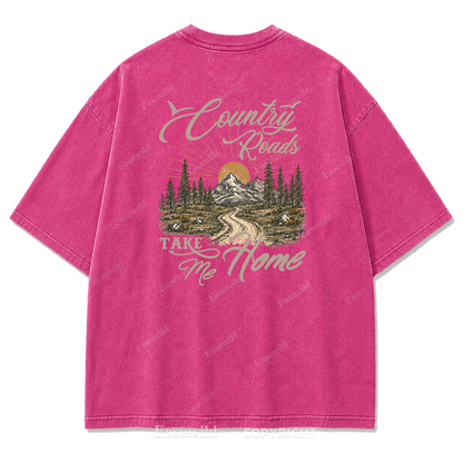 Country Roads Take Me Home T-Shirt mit Washed Print
