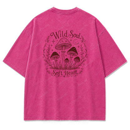Wild Soul Soft Heart Mushroom Washed Print Tee