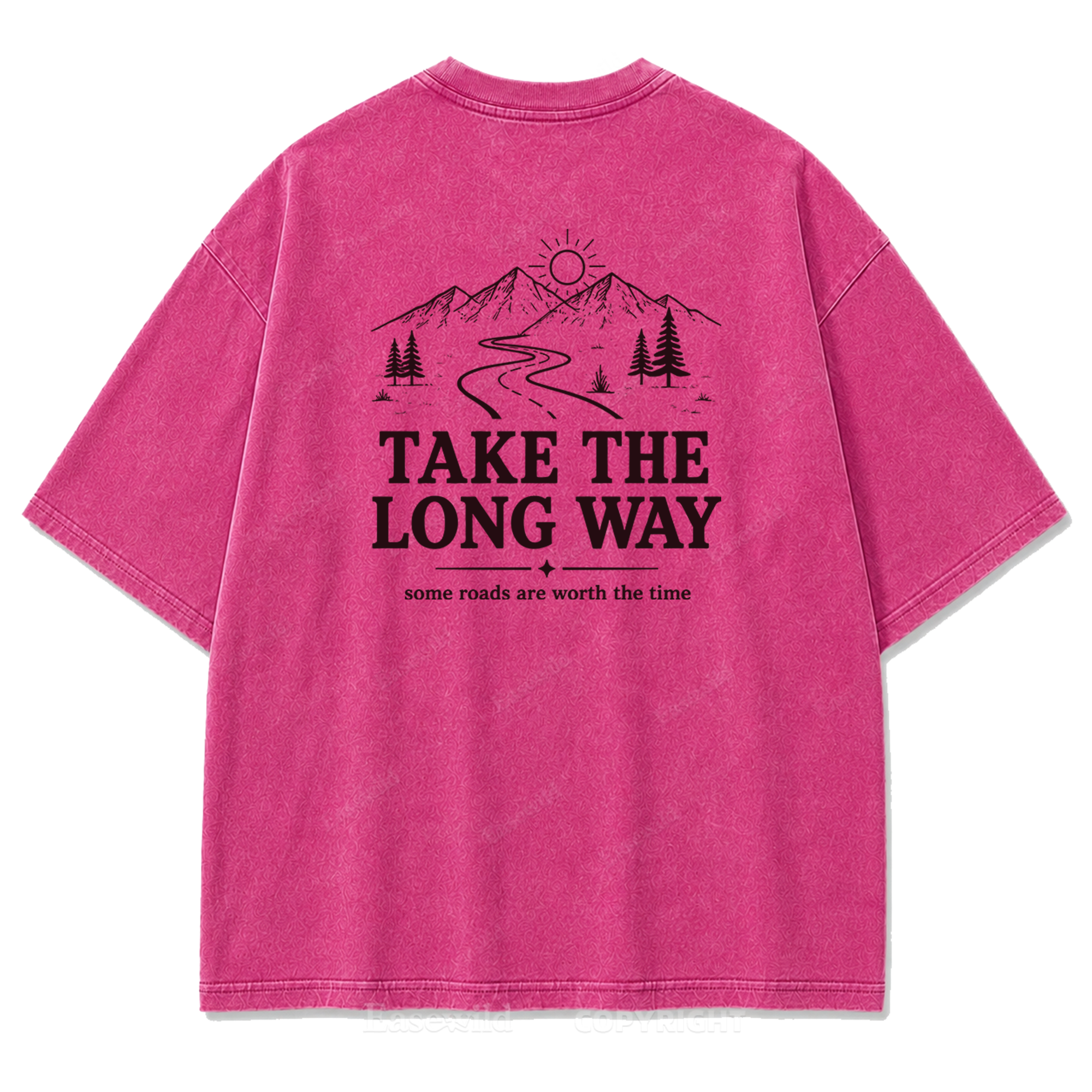 Take the Long Way Mountain Washed Print Tee