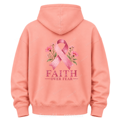 Faith Over Fear Pink Ribbon Graphic Hoodie