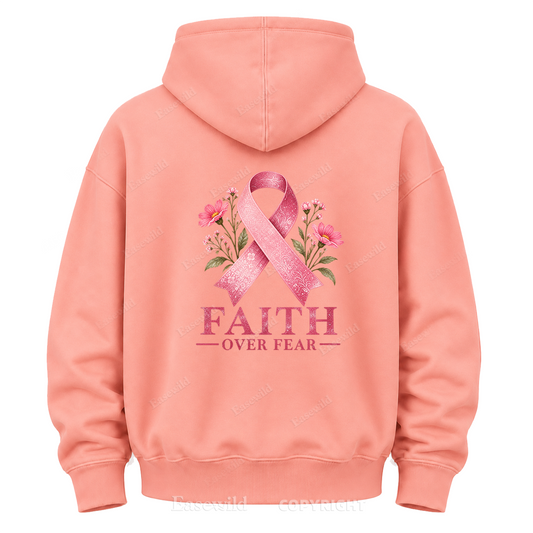 Faith Over Fear Pink Ribbon Graphic Hoodie