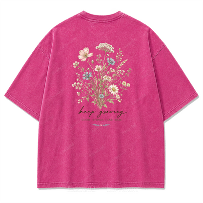 Keep Growing Floral Washed Print Tee