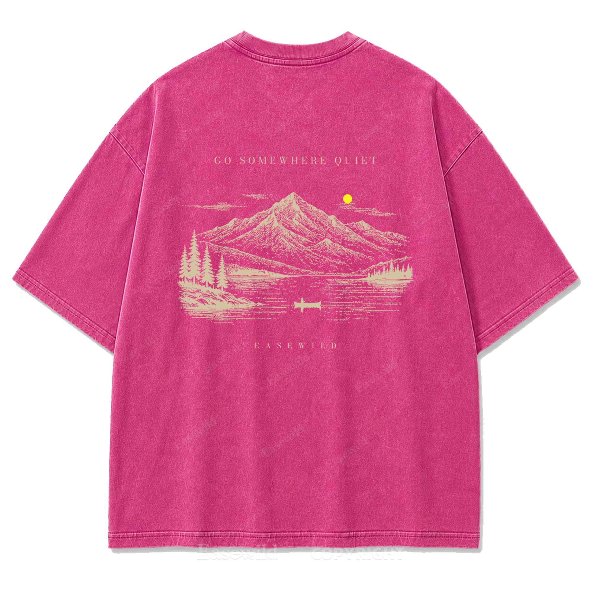 T-Shirt mit gewaschenem Druckmotiv „Ruhiger Alpensee“