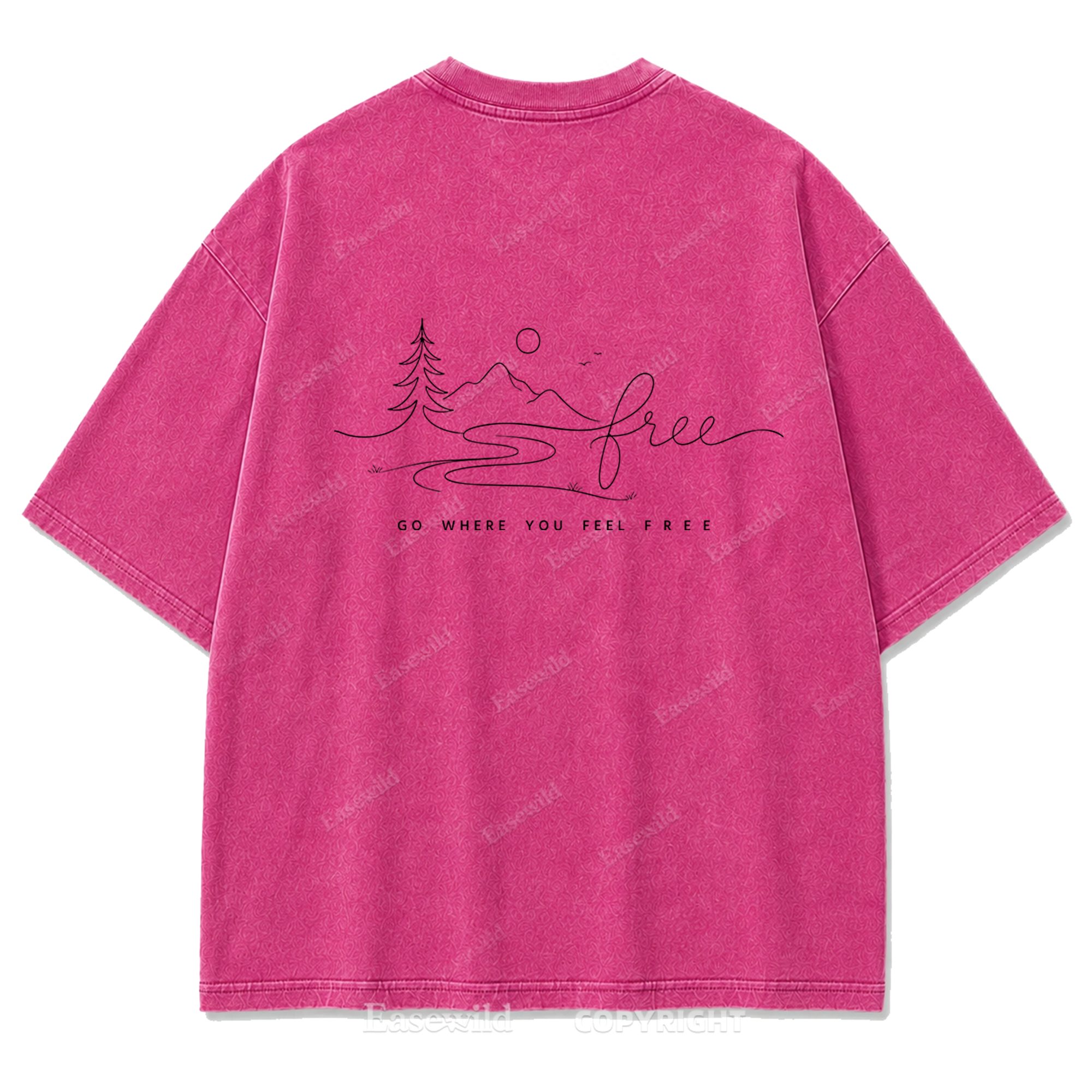 Go Where You Feel Free Mountain Washed Print Tee