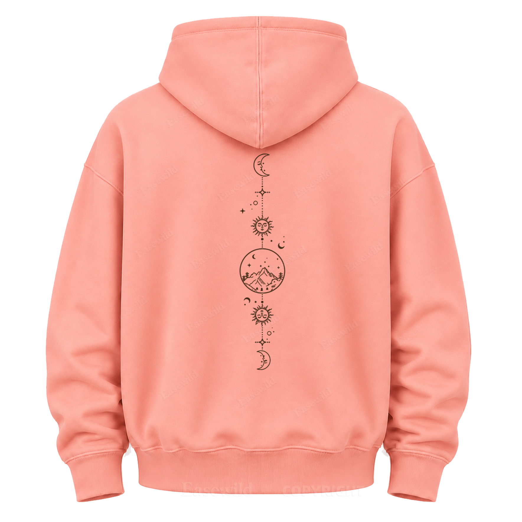 Celestial Mountain Sun & Moon Graphic Hoodie