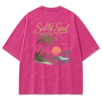Salty Soul T-Shirt mit Küsten-Print im Used-Look