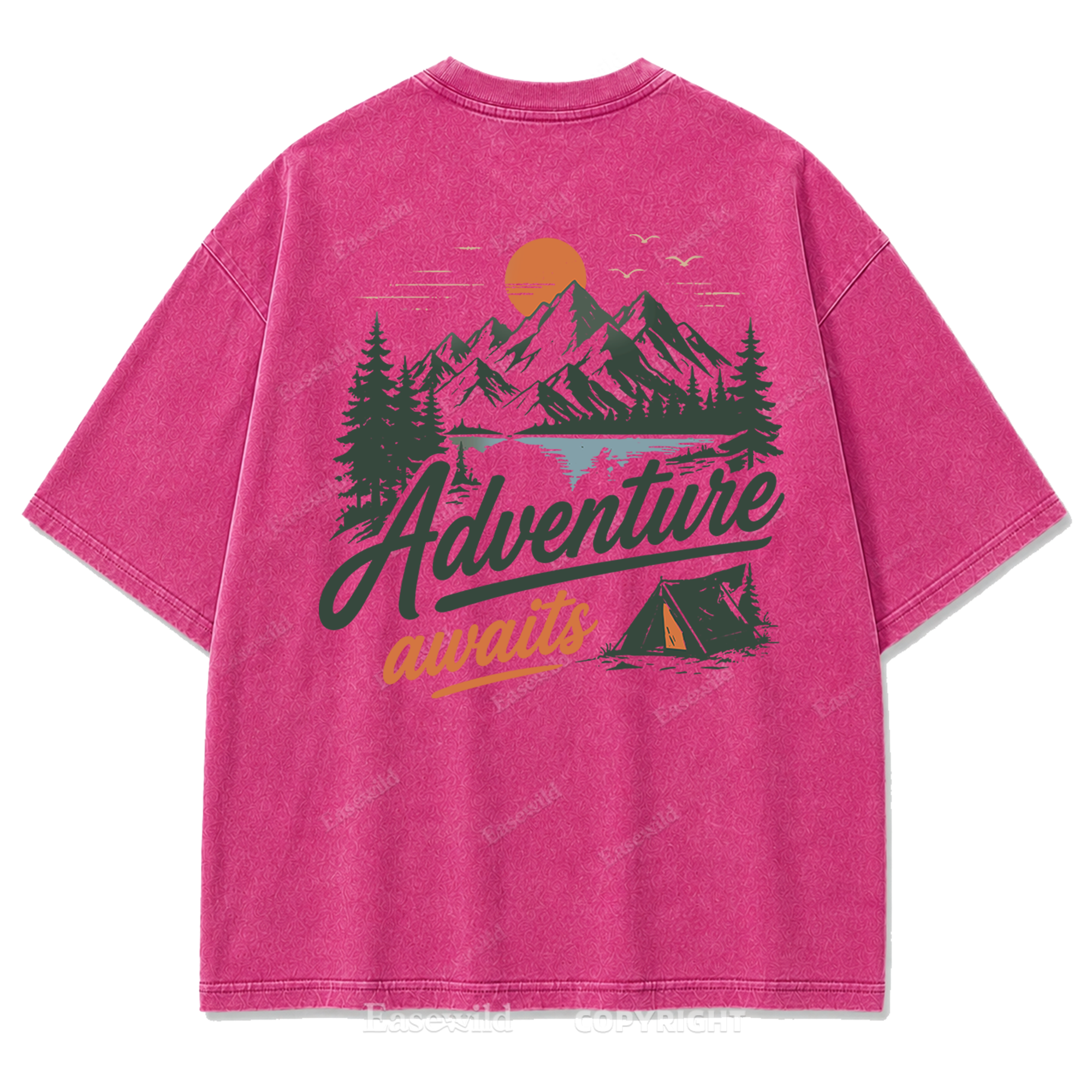 Adventure Awaits Mountain Camp Washed Print Tee