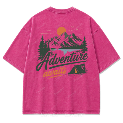 Adventure Awaits Mountain Camp Washed Print Tee