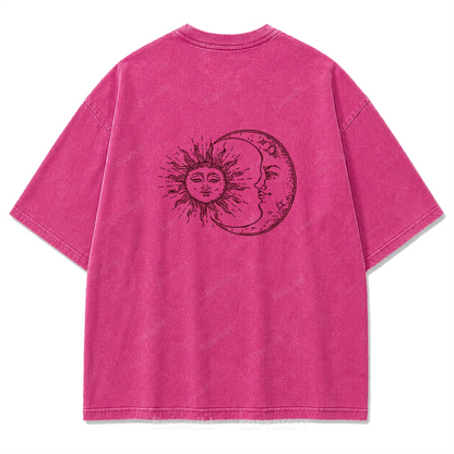 Sun and Moon Eclipse Celestial Washed Print Tee
