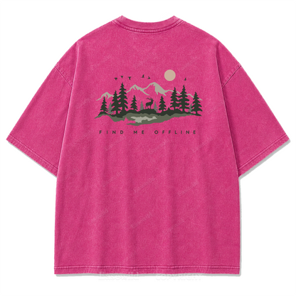 Find Me Offline T-Shirt mit Waschung