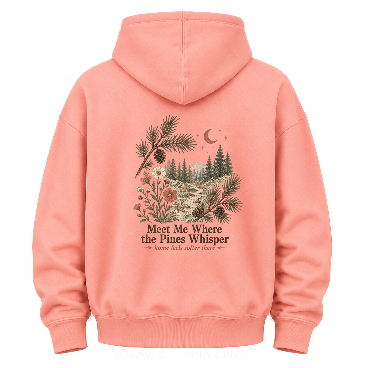 Meet Me Where the Pines Whisper Vintage Woodland Graphic Hoodie