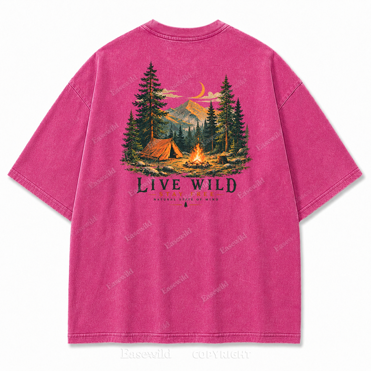 Live Wild Stay Free Vintage Camping PrintTee
