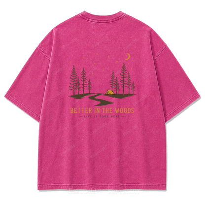 Better in the Woods Camping Washed Print Tee