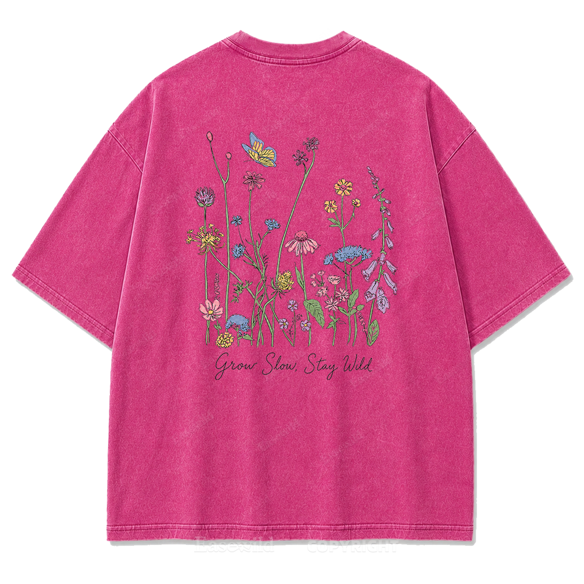 Grow Slow Stay Wild Wildflower Washed Print Tee