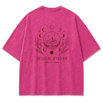 Moon Phase Mountain Washed Print Tee