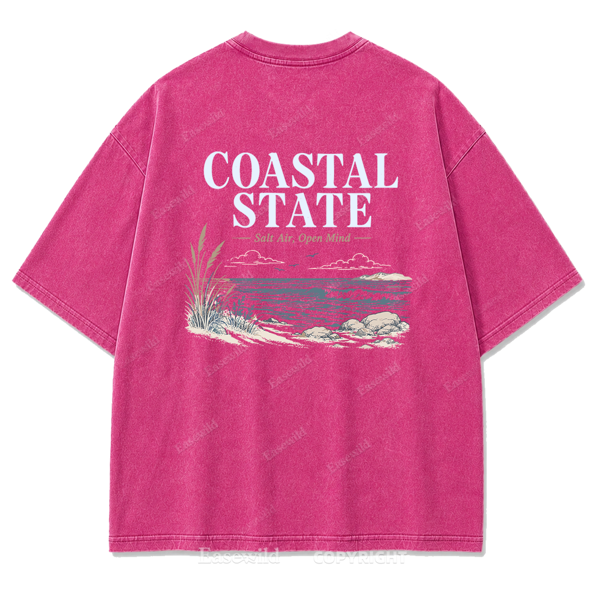 Coastal State Ocean Shore Washed Print Tee
