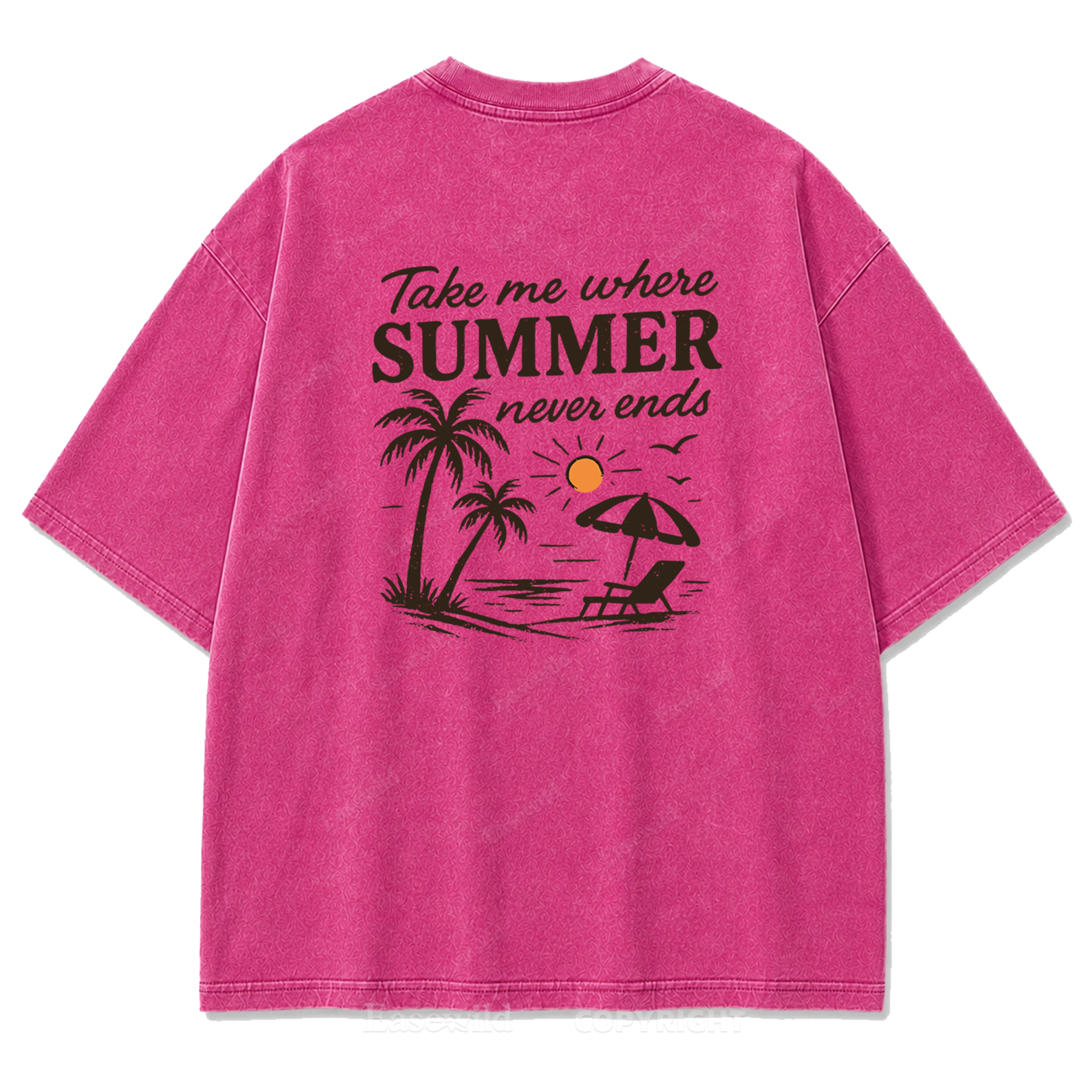 Summer Never Ends T-Shirt mit Strand-Print-Waschung
