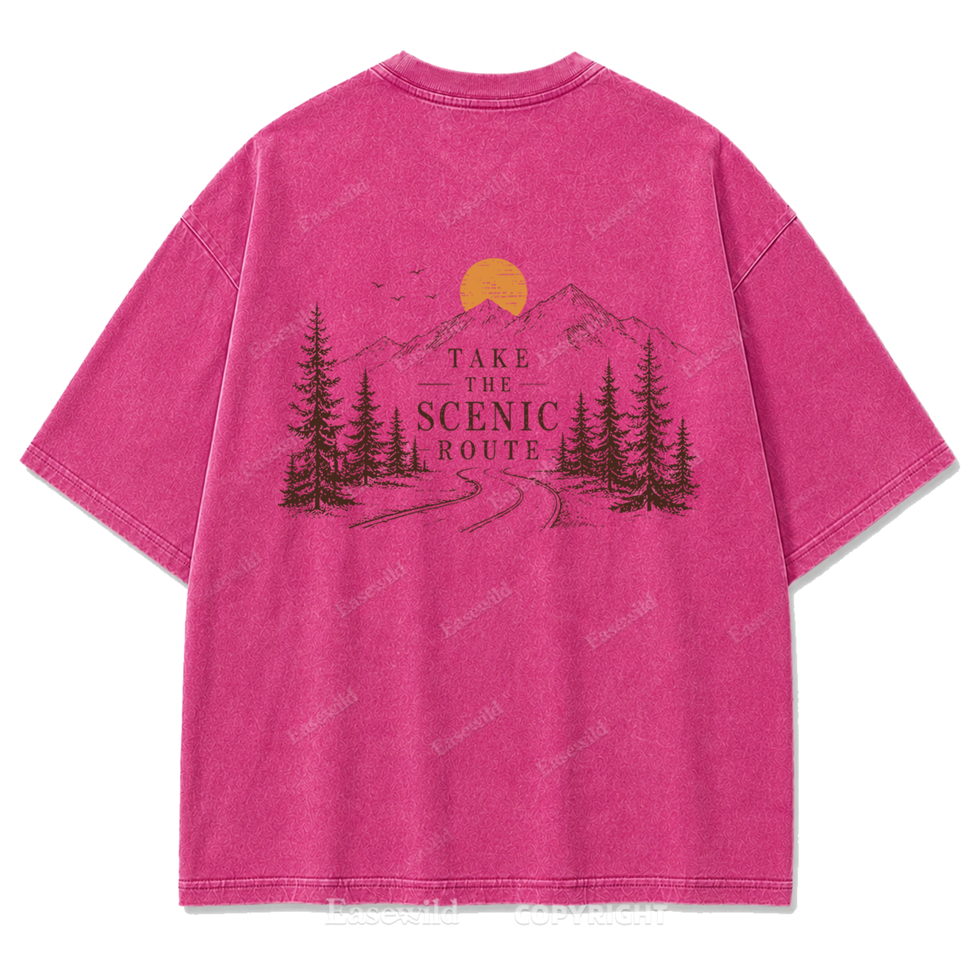 Take The Scenic Route Minimal Washed Print Tee