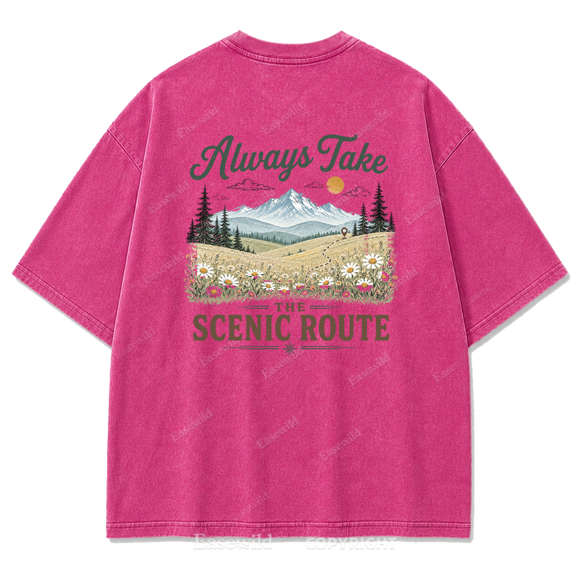 Always Take the Scenic Route Washed Print Tee