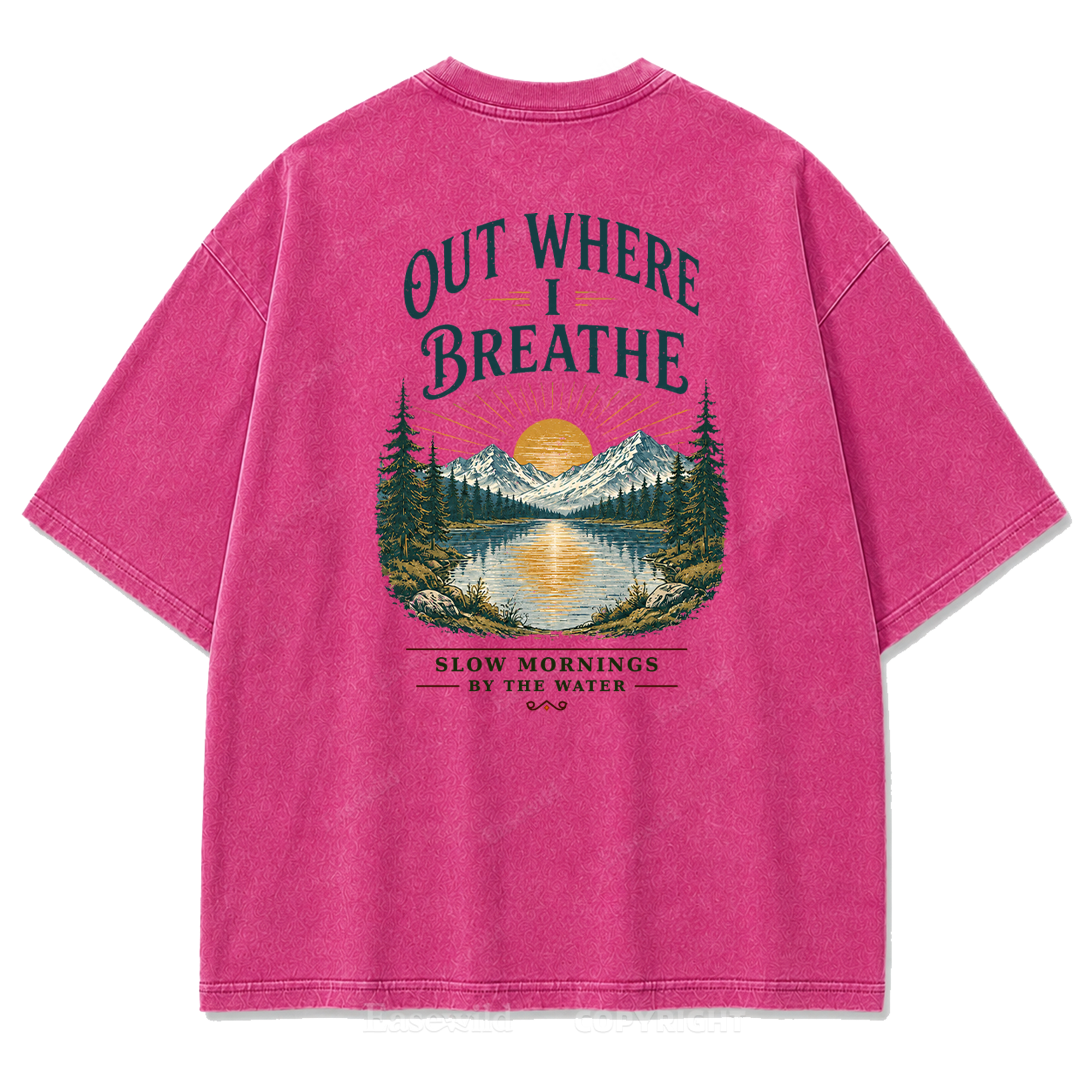 T-Shirt „Out Where I Breathe“ mit gewaschenem Print