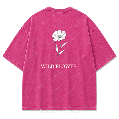 Wild Flower Line Art Washed Print Tee