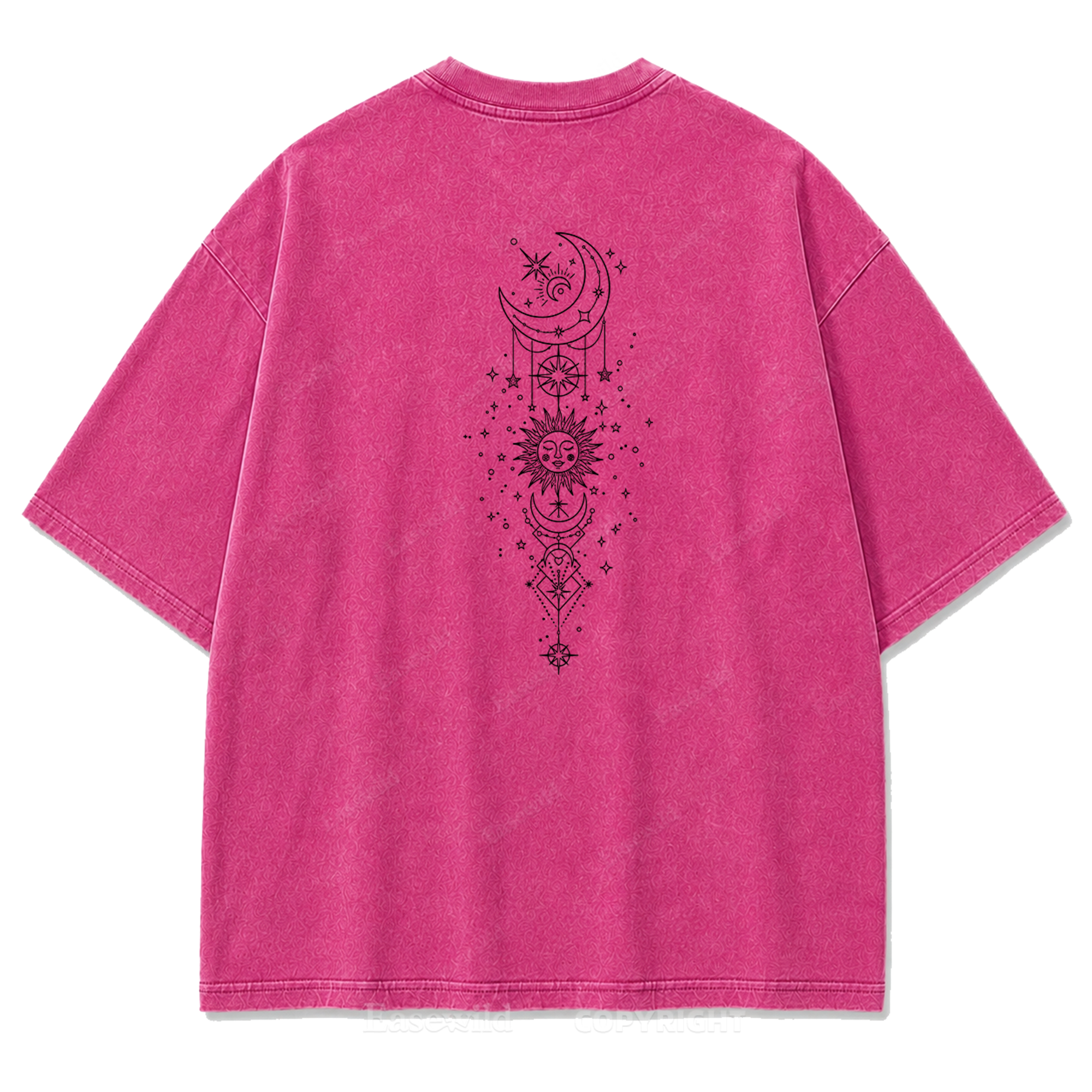 Himmlische Harmonie Sonne Mond Washed Print T-Shirt