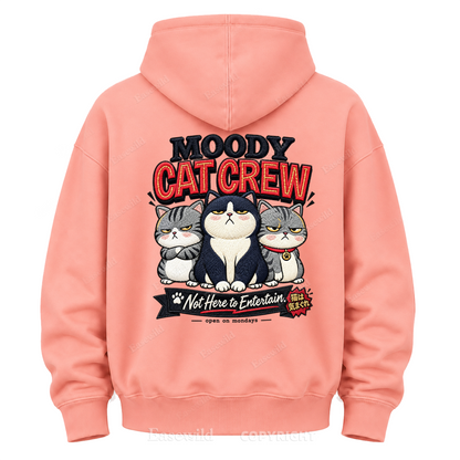 Moody Cat Crew Graphic Hoodie