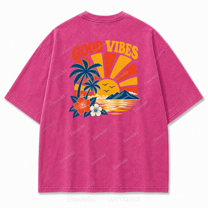 Retro Beach Sunset Oversized Graphic Tee