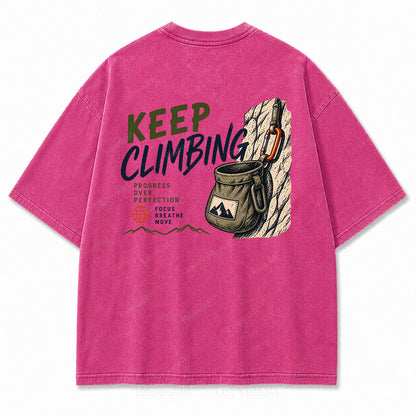 Keep Climbing Rock Climbing Washed Graphic Tee