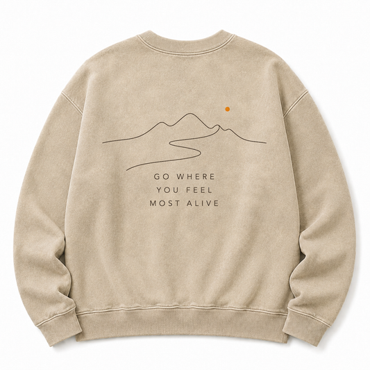 Go Where You Feel Most Alive Washed Graphic Sweatshirt