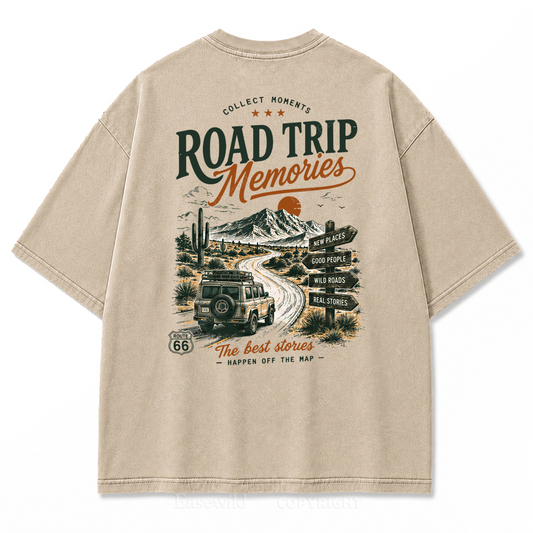 Desert Route Road Trip Washed Print Tee