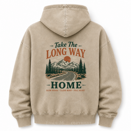 Take the Long Way Home  Washed Graphic Hoodie