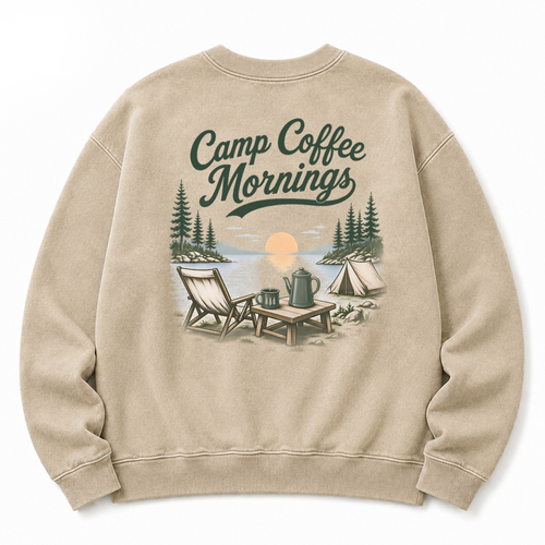 Camp Coffee Mornings Washed Graphic Sweatshirt